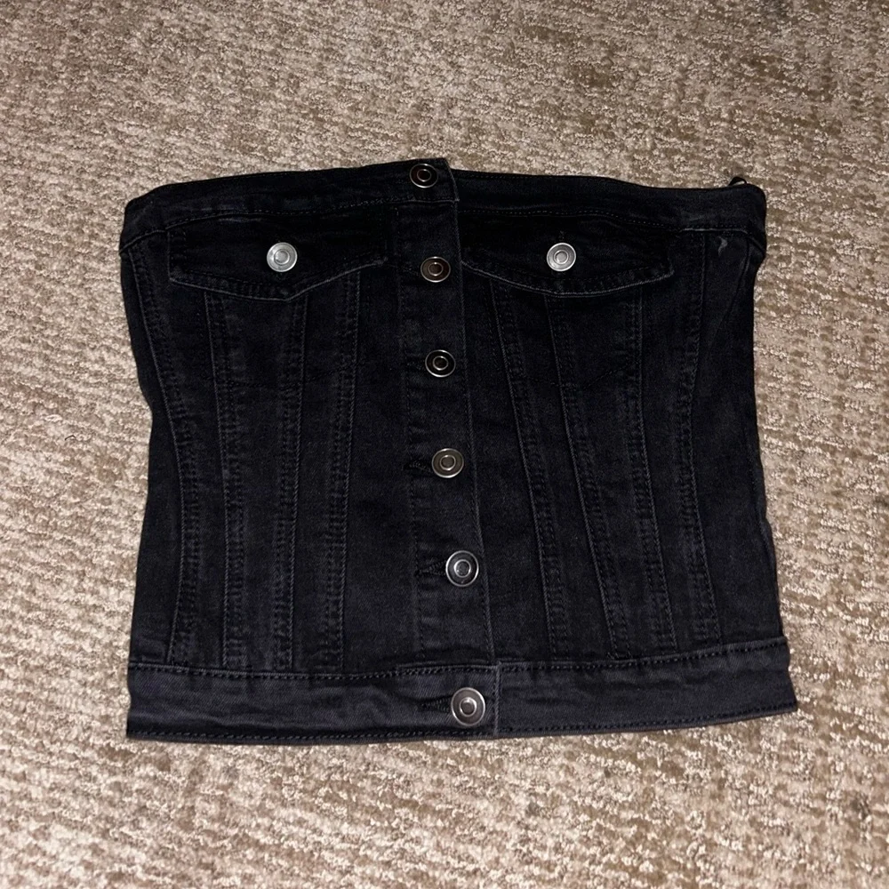 Black Denim Tube Top - Picture 1 of 7